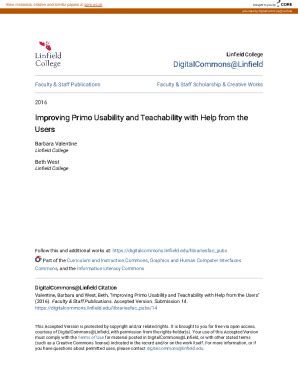 Fillable Online Improving Primo Usability And Teachability With Help