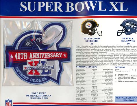 Super Bowl Xl Patch Stat Card Official Willabee And Ward Denver Autographs