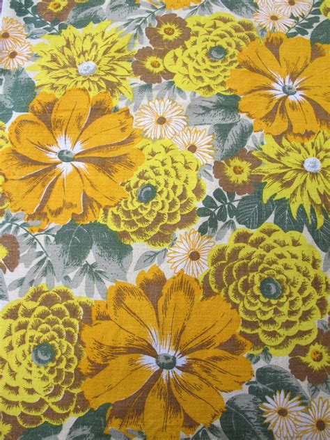 Original S Vintage Sunflower Barkcloth Fabric Curtain