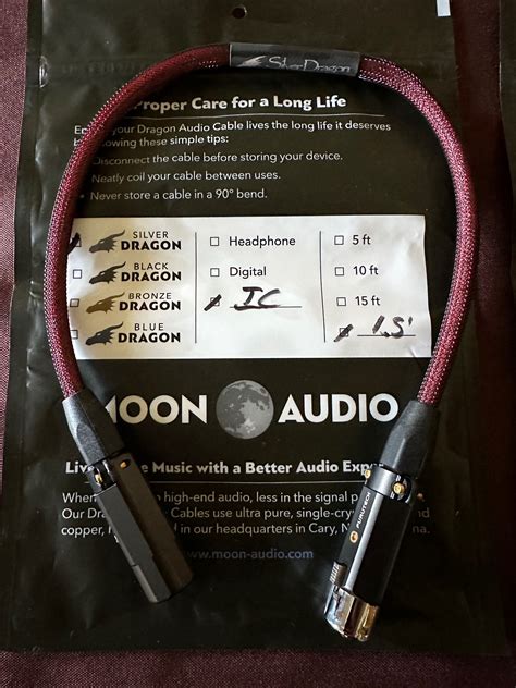 Sold 1 5ft Moon Audio Silver Dragon V2 XLR Interconnect Headphone