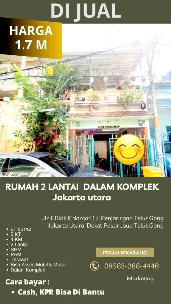 Jual Rumah Lantai Di Teluk Gong Jakarta Utara Dekat Pasar Jaya