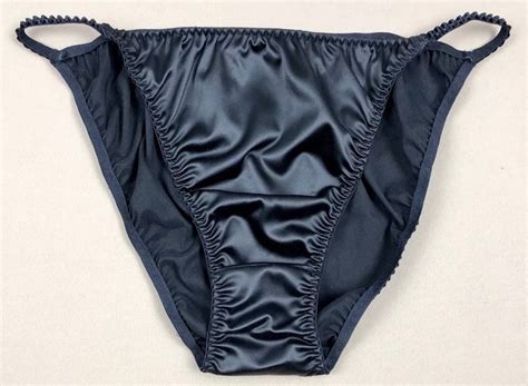 Satin String Bikini Panty Black Etsy