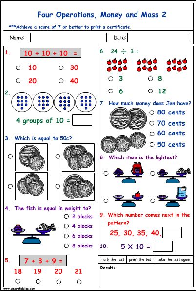 Four Operations Money And Mass Studyladder Interactive Learning Games