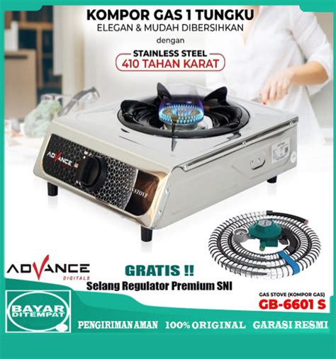 Kompor Gas Tungku Advance Gb S Stainless Plus Selang Regulator