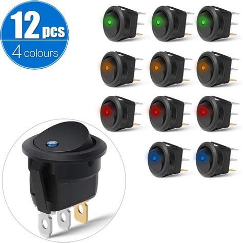 Interrupteur A Bascule Rond V A On Off Spst Avec Couleur Led