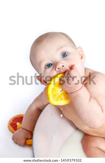 Cute Naked Infant Milk Bath Citrus Stock Photo Shutterstock