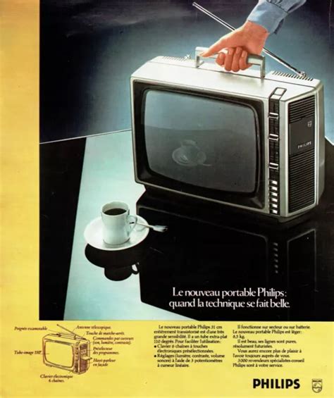 PUBLICITÉ ADVERTISING 0522 1975 téléviseur portable Philips belle