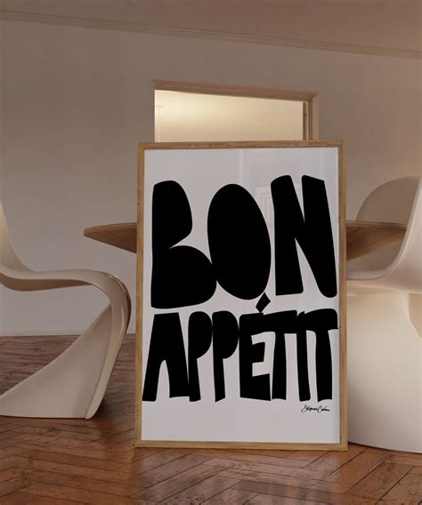 Bon Appetit Poster Mid Century Print Kitchen Wall Art Bon Appetit