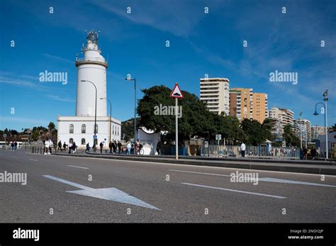 Málaga España 15 de enero de 2023 Faro en el puerto de Málaga con