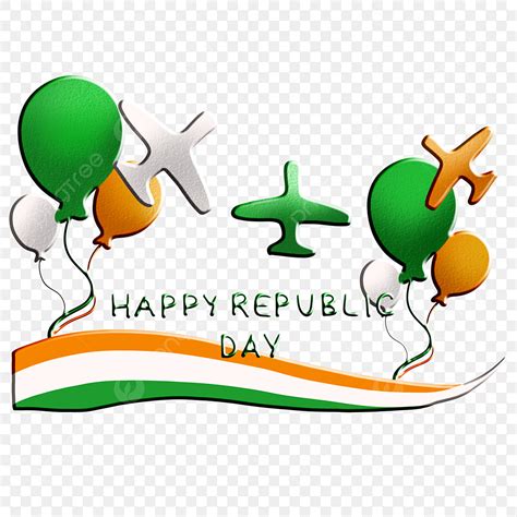 Happy Republic Day White Transparent, Happy Republic Day With Balloons ...