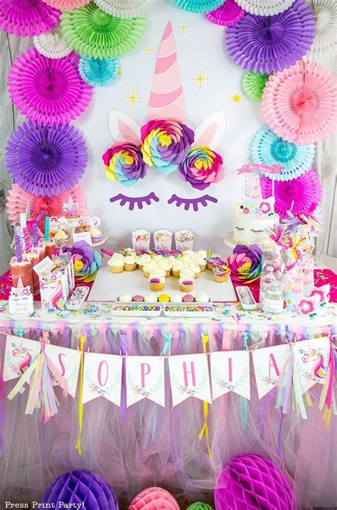 Diy Unicorn Backdrop Decorations W Printables Press Print Party