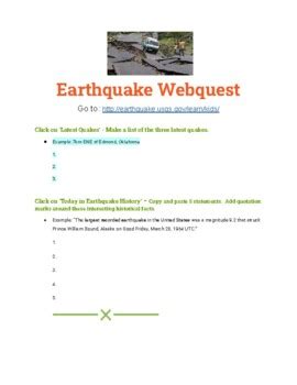 USGS Earthquake Webquest By STEMtastically Fabulous TPT