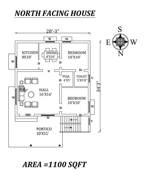 X Superb North Facing Bhk House Plan As Per Vastu