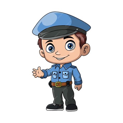 Premium Vector Cute Police Boy Cartoon On White Background