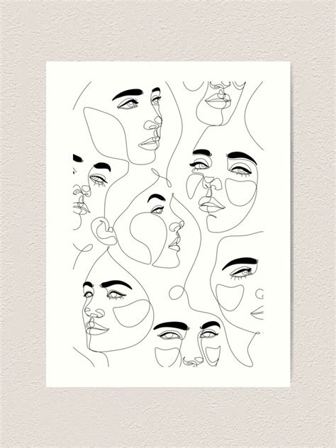 Single Line Face Art Print Minimalist Woman Line Drawing Simple