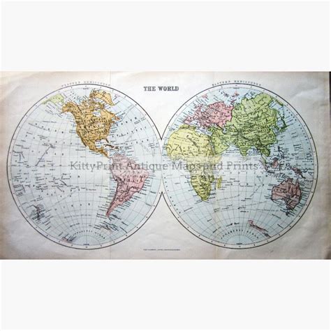 Antique Map, The World, 1860 – KittyPrint