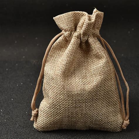 X Cm Natural Linen Jute Bag Drawstring Pcs Small Gift Bag Wedding