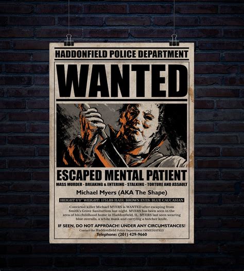 Michael Myers Wanted Poster Inch X Inch Dpi Poster Etsy