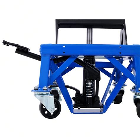 300lbs Blue Hydraulic Scissor Jack Lift Essential Foot Operated