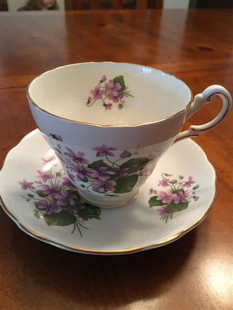 Regency Violets English Bone China Teacup Saucer Etsy