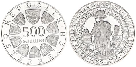 1986 Österreich 500 Schilling Taler Hall Proof MA Shops