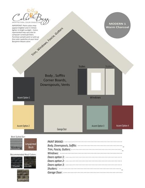 Warm Charcoal Home Exterior Color Palette Benjamin Moore Etsy