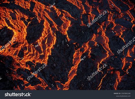 Aerial View Spreading Melted Lava Volcano Stock Photo 2337001145 ...