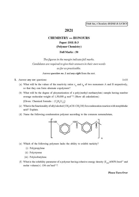 File Cu 2021 B Sc Honours Chemistry Semester Vi Paper Dse B 3 Qp Pdf