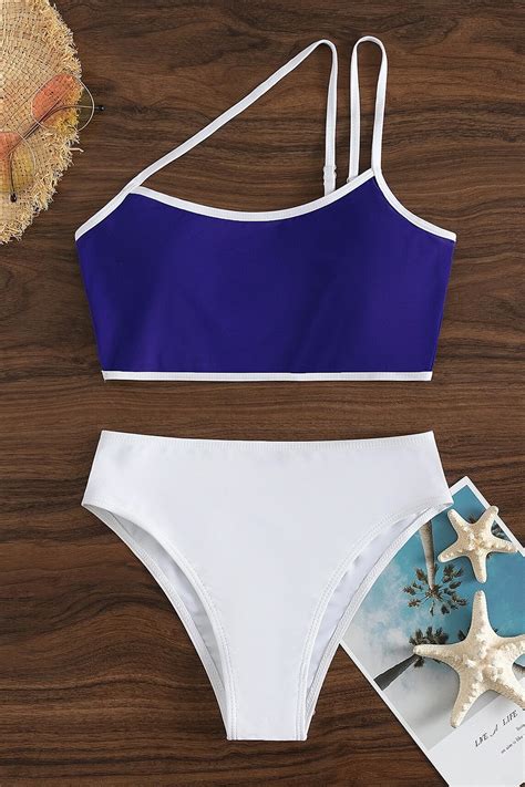 Shein Bikini En Contraste De Dos Colores Vezia