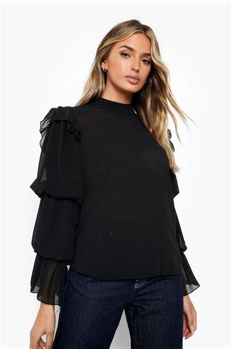 Volume Sleeve Tired Blouse Boohoo