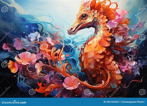 Chinese Dragon in the Water. Digital Painting Stock Illustration ...