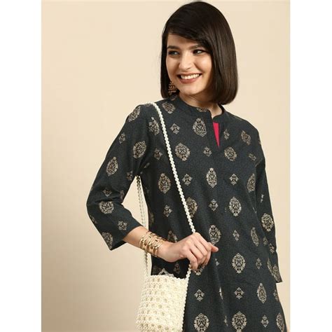 Anouk By Myntra Indian Women Daily Wear Grey And Gold Toned Ethnic