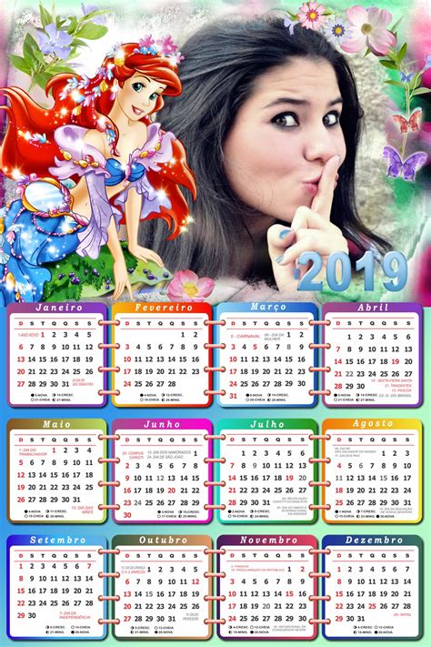 Montagem De Fotos Calendário Calendário 2019 Para Fotomontagem Com