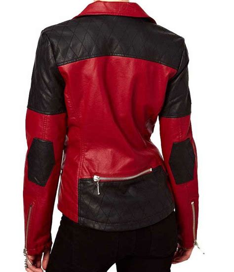 Women’s Motorcycle Asymmetrical Quilted Red and Black Leather Jacket ...