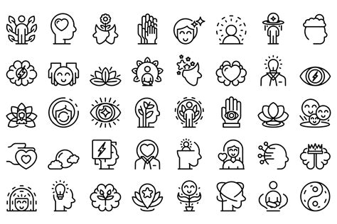 Mindfulness Icons Set Outline Vector Graphic By Ylivdesign · Creative