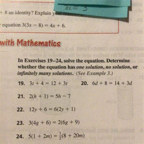 In Exercises 19 24 Solve The Equation Determine Whether The Equation Has One Solution No