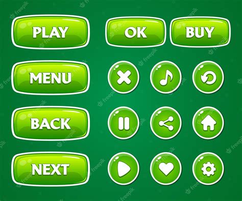 Premium Vector Set Of Green Buttons For Mobile Gamesgame Green