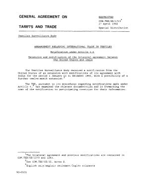 Fillable Online Wto Tariffs And Trade World Trade Organization Wto