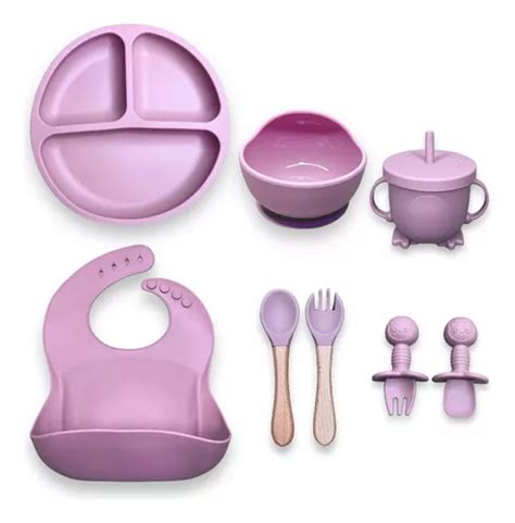 Kit Introdu O Alimentar Conjunto Papinha Pratinho Beb Silicone Prato