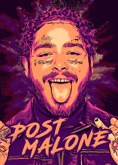 Post Malone Abstract Face Art Graphic Poster Art Hip Hop Artwork