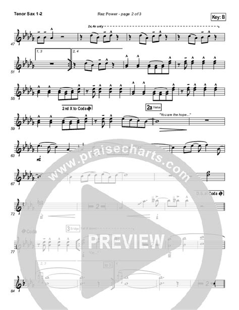 Rez Power Tenor Sax Sheet Music Pdf Israel Houghton Praisecharts