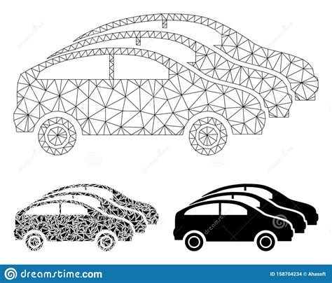 Vector Mesh Carcass Model And Triangle Mosaic Icon Vektor Abbildung