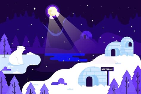 Free Vector Flat North Pole Winter Background