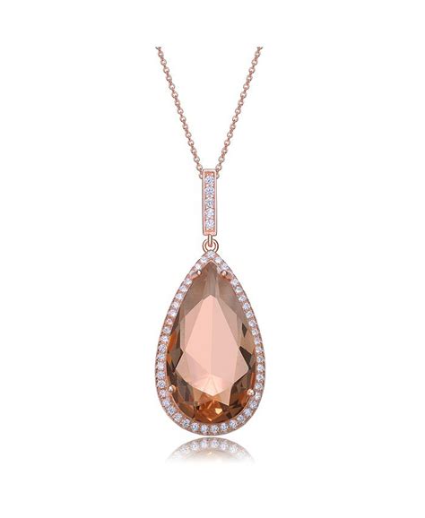 Genevive Sterling Silver 18k Rose Gold Plated Pear Shaped Morganite