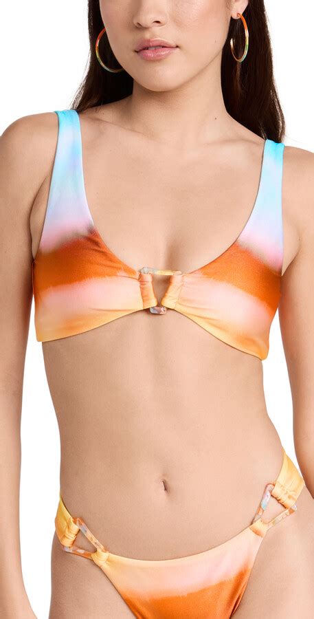 Simkhai Astrid Printed Satin Swimwear Ring Bikini Top Shopstyle Two