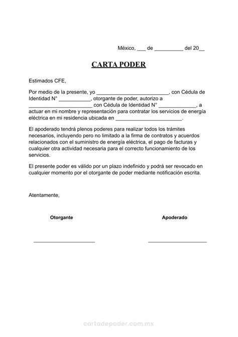 ᐅ Carta Poder para Contrato de Luz Ejemplos Word y PDF