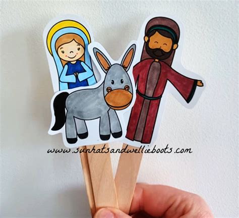 Sun Hats And Wellie Boots Nativity Story Stick Puppets Free Printable