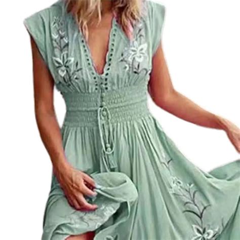 Robe Boh Me Pour Femmes Imprim Floral Lacets Gland Grand Ourlet