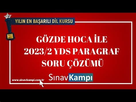 22 EKİM 2023 YDS PARAGRAF SORULARI ÇÖZÜM DERSİ I GÖZDE HOCA YouTube