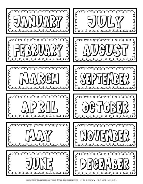 Months Of The Year Printables